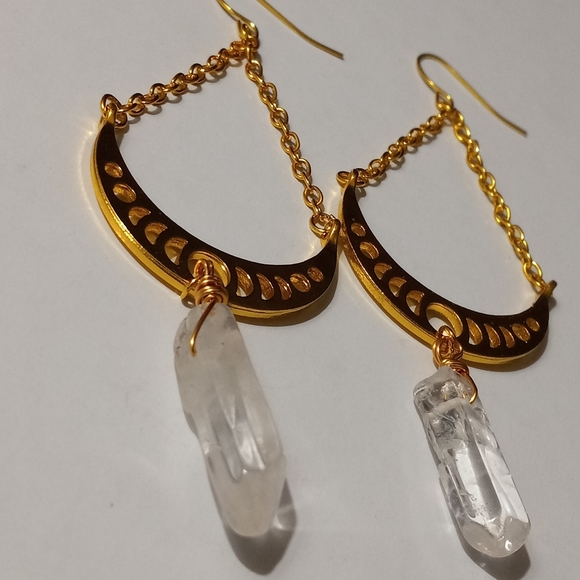 Phase of the moon crystal drop earrings - Picture 5 of 7